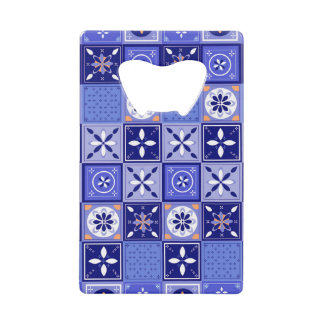 Patrón azulejo violeta creditkaart flessenopener