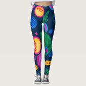 Patrón boho pintado a mano azul navy leggings (Voorkant)