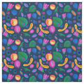 Patrón boho pintado a mano azul navy stof (Swatch)