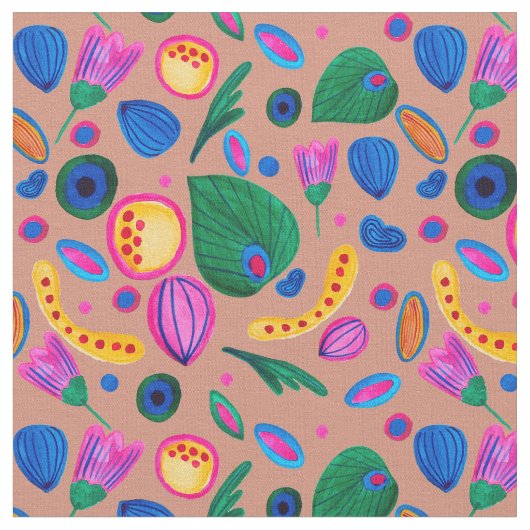 Patrón cozy boho terracota  stof (Close Up)