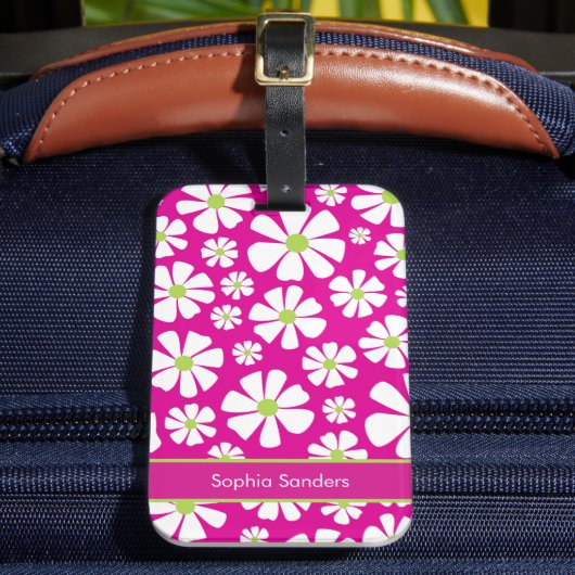 Patron de Flores Blancas Primaveral Bagagelabel (Voorkant Insitu 2)