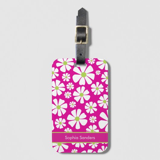 Patron de Flores Blancas Primaveral Bagagelabel (Voorkant (verticaal))