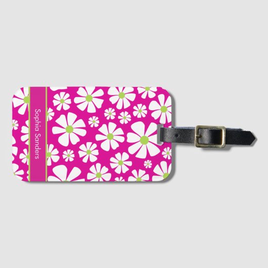 Patron de Flores Blancas Primaveral Bagagelabel (Voorkant (horizontaal))