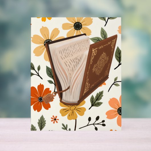 patron de flores y libros groovy acryl bord (Neutraal)