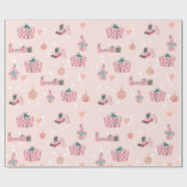 Patrón de Regalos Navideños en Rosa y Verde Pastel Cadeaupapier (Vlak)