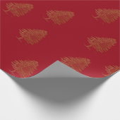 Patrón de venados dorados en rojo Navidad Cadeaupapier (Hoek)