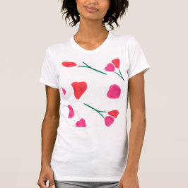 Patrón flores rosa y naranja en acuarela t-shirt