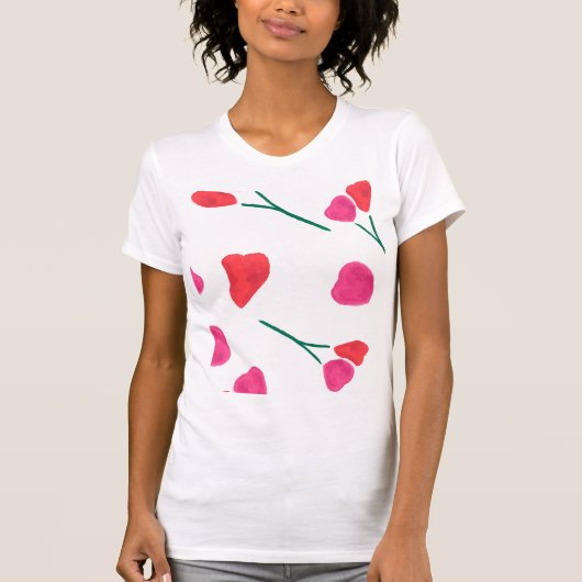 Patrón flores rosa y naranja en acuarela t-shirt (Voorkant)