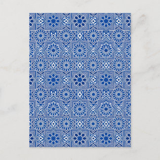 Patrón Geométrico de Azulejo Tradicionales en Azul Briefkaart