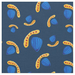 Patrón pintado a mano minimalista boho azul navy stof