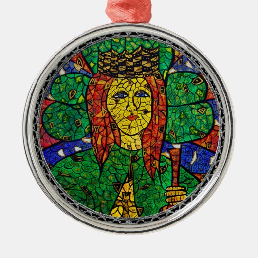 Patron Saint-Depressie en angst St-Dymfna Metalen Ornament (Voorkant)