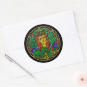 Patron Saint-Depressie en angst St-Dymfna Ronde Sticker (Envelop)