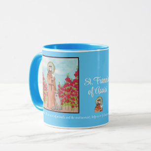 Patron St. Francis van Assisi Waterverf Gift Blue Mok