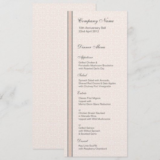 Patronen en grenzen 1 menu Dinner (Voorkant / Achterkant)