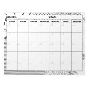 Patronen Galore Black en White Blank Calendar Notitieblok