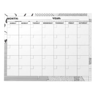 Patronen Galore Black en White Blank Calendar Notitieblok