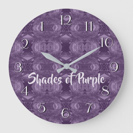 Patronen in Purples Backward Clock Grote Klok (Voorkant)