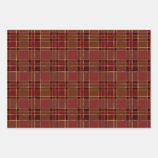 Patronen met rode, gouden en groene winterkerstpat inpakpapier vel (Voorkant 3)