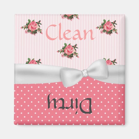 Patronen met Roze Rozen Vaatwasser Magneet (Voorkant)