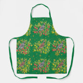 Patronen, perenbomen en sneeuwvlokken groen schort (Voorkant)
