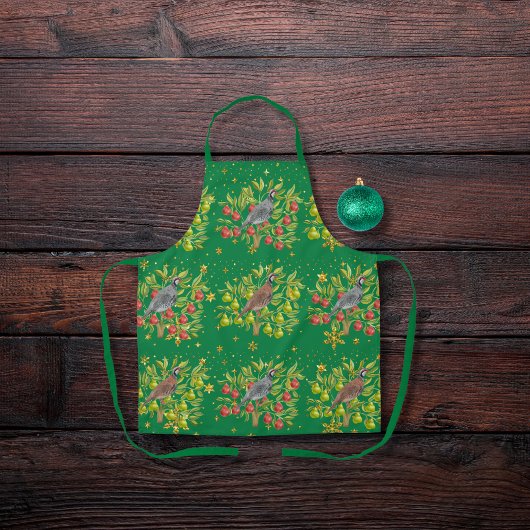 Patronen, perenbomen en sneeuwvlokken groen schort