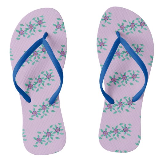 Patronen van drie Paarse Bloemen Bloem FlipFlops Teenslippers (Voetbed)