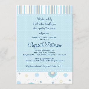 Patronen van Fun Twin Boy Baby shower Invitation Kaart