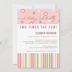 Patronen van Fun Twin Girl Baby shower Invitation Kaart