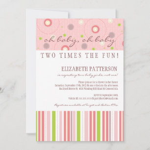 Patronen van Fun Twin Girl Baby shower Invitation Kaart