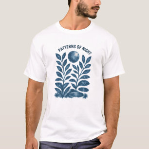 Patronen Van Nacht Blad Maan Studie T-Shirt