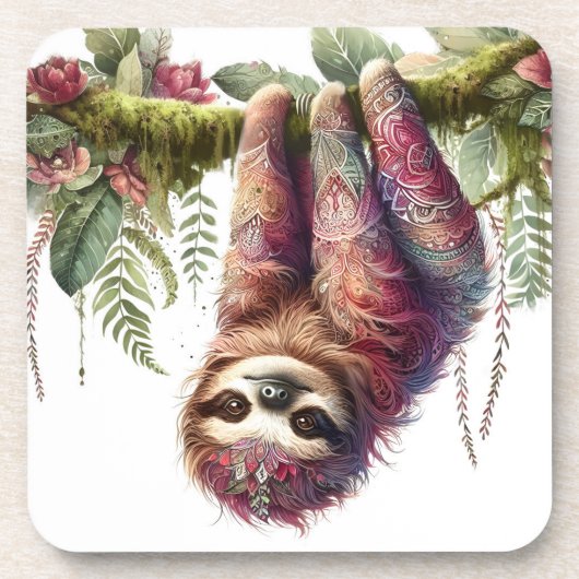 Patronen van Natuur - Oerwoud Sloth Bier Onderzetter (Voorkant)