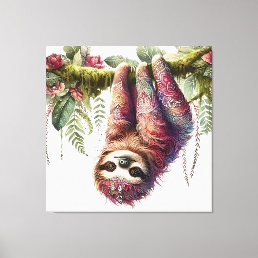 Patronen van Natuur - Oerwoud Sloth Canvas Afdruk (Voorkant)