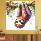 Patronen van Natuur - Oerwoud Sloth Canvas Afdruk (Insitu (Woonkamer))