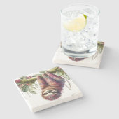 Patronen van Natuur - Oerwoud Sloth Stenen Onderzetter (Zijkant)