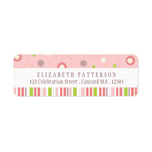 Patronen van Plezier in Roze Terugkeeradreslabel Etiket (Voorkant)