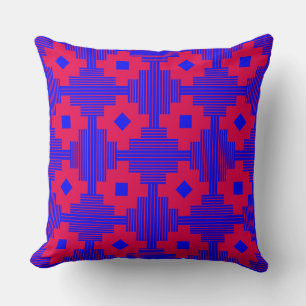 Patroon 061214 - Blauw met Neon Red Kussen