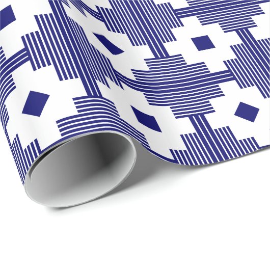 Patroon 061214 - Diepe marine met wit Cadeaupapier (Rol Hoek)