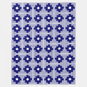 Patroon 061214 - Diepe marine met wit Fleece Deken