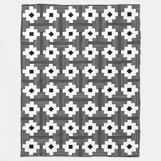 Patroon 061214 - Wit met zwart Fleece Deken (Voorkant)