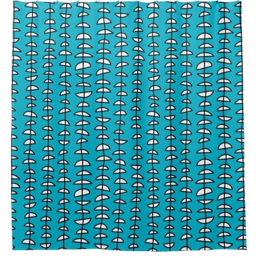 Patroon 080515 - zwart en wit op blauw 00b2ca douchegordijn (Voorkant)