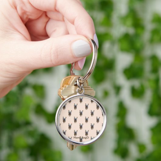 Patroon_1_Franse bulldog_1 Sleutelhanger (Hand)