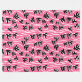 Patroon 210121 - zwart, wit en diep roze fleece deken (Voorkant (Horizontaal))