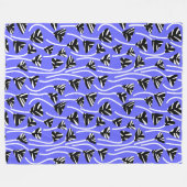 Patroon 210121 - Zwart, wit en elektrisch blauw Fleece Deken (Voorkant (Horizontaal))