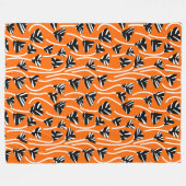 Patroon 210121 - Zwart, wit en Oranje Fleece Deken (Voorkant (Horizontaal))