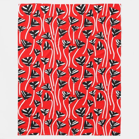 Patroon 210121 - Zwart, wit en rood Fleece Deken (Voorkant)