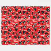 Patroon 210121 - Zwart, wit en rood Fleece Deken (Voorkant (Horizontaal))