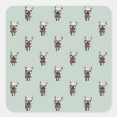 Patroon_2_Franse bulldog_2 Vierkante Sticker (Voorkant)