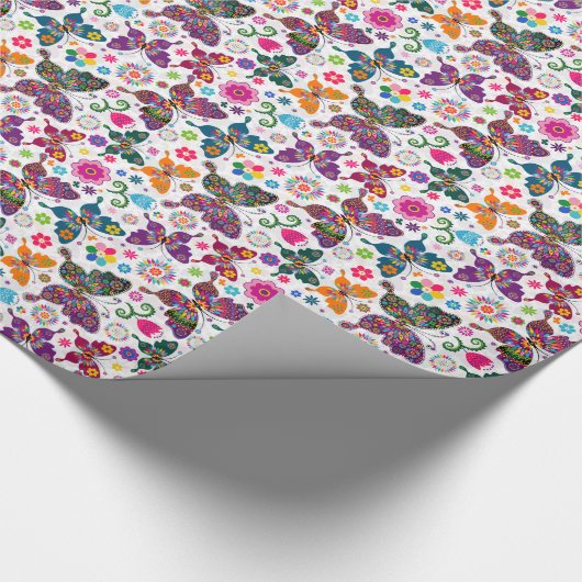 Patroon 2 van kleurrijke retroflectoren en bloemen cadeaupapier (Hoek)