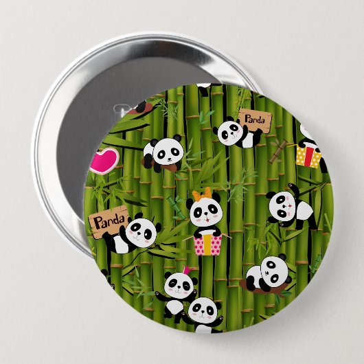Patroon 2 van Panda Ronde Button 4,0 Cm (Voorkant /achterkant)