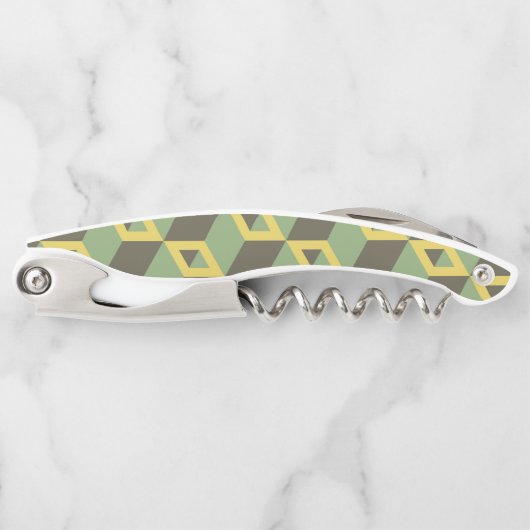 Patroon 3D Illusion Squares Kurkentrekker (Voorkant)